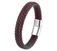 Bracciale In Pelle Intrecciata Per Uomo E Donna, Classico Bracciale Rigido Intrecciato A Mano Con Chiusura Magnetica, Regalo Motivazionale E Di Incoraggiamento Per Uomo, Rosso-Bianco, 23 Cm