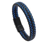 Bracciale In Pelle Intrecciata Per Uomo E Donna, Classico Bracciale Rigido Intrecciato A Mano Con Chiusura Magnetica, Regalo Di Gioielli Motivazionali E Di Incoraggiamento Per Uomo, Blu, 22 Cm