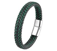 Bracciale In Pelle Intrecciata Per Uomo E Donna, Classico Bracciale Rigido Intrecciato A Mano Con Chiusura Magnetica, Regalo Motivazionale E Di Incoraggiamento Per Uomo, Verde-Bianco, 23 Cm
