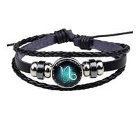 Bracciale In Pelle Nera Con Dodici Segni Zodiacali, Bracciale In Corda Di Pelle Intrecciata Multistrato Con Perline, Accessorio Di Gioielleria Zodiacale Regolabile, Regali Per Appassionati Del Capri