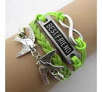 Bracciale in Pelle per Donne, Braccialetto retrò a Multistrato Bracciale Verde Password Romantica di 8 Parole a Mano Luminosa a Mano Luminosa Corda in Pelle a Quattro Strati Bracciale Regolabile