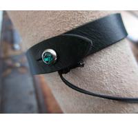 bracciale in pelle verde polsino braccialetto in cuoio verde tennis surfista