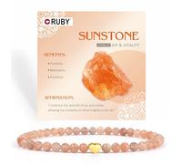 Bracciale in perle di gemme RUBY per donne, perle da 4mm e bracciale in acciaio inossidabile placcato oro 18K a forma di cuore da donna, gioielli elastici da yoga, regalo per la festa della mamma