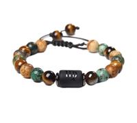 Bracciale in pietra -12 costellazioni Segni zodiacali Bracciale intrecciato per uomo Donna Bracciale in pietra naturale con occhio di tigre Bracciale intrecciato regolabile, Vergine, Taglia unica