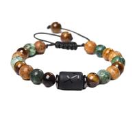 Bracciale in pietra -12 costellazioni Segni zodiacali Bracciale intrecciato per uomo Donna Bracciale in pietra naturale con occhio di tigre Bracciale intrecciato regolabile, Sagittario, Taglia unica