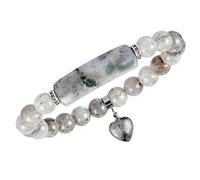 Bracciale in Pietra 8mm Perline Chakra Crystal Energy Heart Charm Bracciale Bracciale Fatte a Mano per Donne, di Roccia