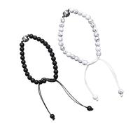 Bracciale in Pietra Alla Moda, Confortevole, Robusto, Curativo, Bellissimo Braccialetto in Turchese Bianco Nero per Uomo e Donna, Regalo di Natale per San, Confezione da 2