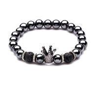 Bracciale in Pietra, Bracciale in Perline di Pietra Naturale Bracciale Nero Accessori zirconi Micro-Intarsia