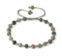 Bracciale in Pietra-Bracciali Intrecciati in Pietra Naturale Perla Rotonda sfaccettata 6 mm Cristallo Quarzo Grigio Corda per Tessitura Bracciale da Donna Gioielli, Agata Indiana, Taglia Unica