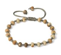 Bracciale in Pietra-Bracciali Intrecciati in Pietra Naturale Perla Rotonda sfaccettata 6 mm Cristallo Quarzo Grigio Corda per Tessitura Bracciale da Donna Gioielli, Diaspro Immagine, Taglia Unica