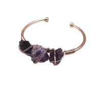 Bracciale in pietra di cristallo naturale intrecciato a mano for donna - Gioielli in stile bohémien(Amethyst)