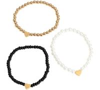Bracciale in pietra di luna con perle e cuore in acciaio inox, per donne e | Bracciale portafortuna talismano alla moda e versatile che sottolinea il fascino della decorazione a forma di cuore dorata
