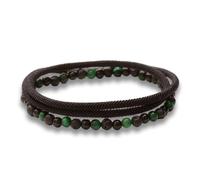 Bracciale in pietra naturale, 4 mm, nero, agata/onice, blu, lapislazzuli, verde, occhio di tigre, marrone, legno, nylon, acciaio inossidabile, cinturino in TPU rinforzato, M, Pietra Nylon Acciaio