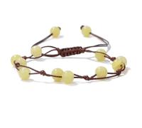 Bracciale in pietra naturale di giada gialla, braccialetti intrecciati con perline rotonde da 6 mm, braccialetto intrecciato in corda regolabile fatto a mano for donne e uomini(Adjustable_Citrine)