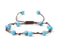 Bracciale in pietra naturale di giada gialla, braccialetti intrecciati con perline rotonde da 6 mm, braccialetto intrecciato in corda regolabile fatto a mano for donne e uomini(Adjustable_Turquoises)
