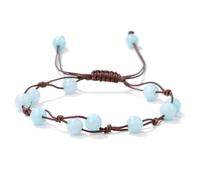 Bracciale in pietra naturale di giada gialla, braccialetti intrecciati con perline rotonde da 6 mm, braccialetto intrecciato in corda regolabile fatto a mano for donne e uomini(Adjustable_Chalcedony)