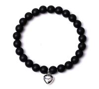 Bracciale in Pietra Naturale per Coppia,Braccialetti Elastici Regolabili da 8mm con perline e Ciondolo a Forma di Cuore per Il Tuo Amante,Moglie,Fidanzata,Anniversario,Pietra Smerigliata da 8mm.
