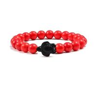 Bracciale in Pietra Naturale per Uomo e Donna,Braccialetti elastici con perline,Ciondolo a Forma di Chakra Rosso e Tartaruga Marina Nera da 8mm,Regalo di Anniversario di Coppia da 8mm.