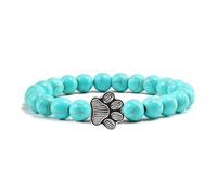 Bracciale in Pietra Naturale,Pietra Preziosa Azzurra Chiara da 8mm con Artigli di Gatto,elastico e Regolabile, di Laurea e Compleanno per Donne e Ragazze,8mm