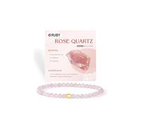 Bracciale in pietra preziosa con perle RUBY per donne, perle da 4mm e cuore in acciaio inossidabile placcato oro 18K, bracciale elastico da donna per yoga, regalo per la festa della mamma - Include
