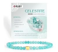 Bracciale in pietra preziosa con perle RUBY per donne, perle da 4mm e cuore in acciaio inossidabile placcato in oro 18K da donna, gioielli elastici da yoga, regalo per la festa della mamma - Include