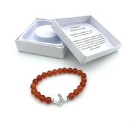 Bracciale in pietra preziosa corniola fatto a mano con angelo custode in confezione regalo | felicità amore energia famiglia, 18 cm, Gemma, Corniola