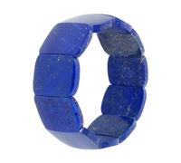 Bracciale IN Pietra Preziosa Lapis-Lazuli 25mm Larghezza Blu Elastico Infinito