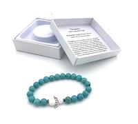 Bracciale in pietra preziosa turchese fatto a mano con angelo custode in confezione regalo | felicità amore energia famiglia