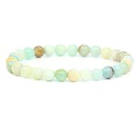 Bracciale in vera pietra preziosa con perle rotonde da 6 mm, diverse lunghezze, pietra curativa, pietra preziosa, portafortuna, regalo talismano, L - 21 CM, Gemma, Gemma