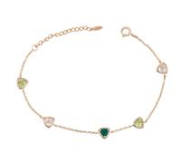 Bracciale in vero oro giallo 585 da 14 carati, con triangolo verde peridoto, triangolo, oro Au585, pietra di luna, 25 cm