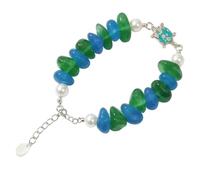 Bracciale in Vetro di Mare Gioiello Regolabile Elegante Ispirazionale | Bracciale Con Perline E Ciondolo Animale Della Fede Per Fidanzata Moglie Madre Amica Appuntamento Festa Vacanza