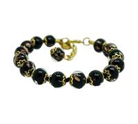 Bracciale In Vetro Di Murano Nero Oro Fatti A Mano Venezia 15 Perle Italia