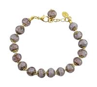 Bracciale In Vetro Di Murano Viola Oro Fatti A Mano Venezia 15 Perle Italia