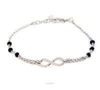 bracciale infinito argento 925 cristallo nero azzurro celeste polso 15,50 18,50