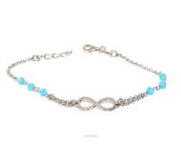 bracciale infinito argento 925 cristallo nero azzurro celeste polso 15,50 18,50