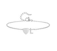 Bracciale Iniziale Bracciale Argento, Argento Amore Cuore Lettera Iniziale Alfabeto L Polsino Bracciale Gioielli Regolabili Regalo Per Figlia Figlio Sorelle Amici Mamma Collega Amante Compleanno