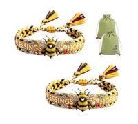 Bracciale intrecciato a mano con api da miele Benedizioni e speranza, braccialetto con api intrecciato a mano con nodo scorrevole regolabile, regalo ispiratore for le donne(2pcs)
