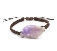 Bracciale intrecciato a mano con cristalli a forma di marquise in pietra naturale | Gioielli in stile etnico a fila singola for donna(Amethyst)