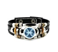 Bracciale Intrecciato A Strati Regolabile In Pelle Con Flusso Digitale E Entanglement Quantistico Del Segno Dei Pesci, Bracciale Punk Etnico Fatto A Mano, Accessorio Per L'Amicizia, Regalo Di Complean