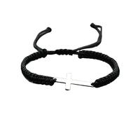 Bracciale Intrecciato, Bracciale Regolabile In Argento Con Croce Per Donna, Uomo, Fortuna, Corda Intrecciata, Nero, Amicizia, Braccialetti Con Ciondoli Fatti A Mano Di Alta Qualità, Braccialetto S