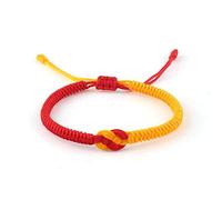 Bracciale Intrecciato,Braccialetti Intrecciati Fatti A Mano in Corda di Cotone Giallo Rosso Fascino Regolabile Gioielli Classici Amicizia Tibetana Regalo per Ragazzo Ragazza Coppie Uomo Donna