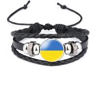 Bracciale Intrecciato Con Bandiera Dei Paesi Dell'Ucraina - Novità Braccialetti Regolabili Con Motivo Bandiera Nazionale In Vetro Intrecciato A Mano Multistrato, Braccialetto Vintage Con Catena A