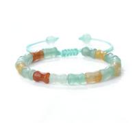 Bracciale intrecciato in pietra naturale con perline a forma di bambù, regolabile, fatto a mano, gioiello moda for uomo e donna, regalo(F)