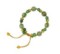 Bracciale intrecciato in stile etnico con smalto grigio profumato e perle di agata verde