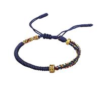 Bracciale Intrecciato, Perline Dorate Regolabili Bracciale Tibetano Corda Intrecciata In Cotone Multicolor Blu Navy Braccialetti Portafortuna Braccialetti Con Ciondoli Fatti A Mano Donna Uomo Regalo