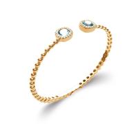 Bracciale Jonc Solitaire Pietra Blu Aigue Marine Placcato Oro 18 Carati 750/1000