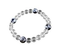 京都あさひ屋 Bracciale Juzu con perle di cristallo e onice nero, quattro simboli intagliati, braccialetto giapponese Juzu buddista preghiera rosario asiatico fatto a mano Kyoto Zen UDA246