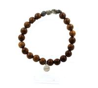 Bracciale Labradorite Di Finlandia + Perle In Legno 8 Mm. Fabbricato In Francia.