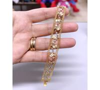 Bracciale Largo 16mm Fascetta pl. oro Giallo 18k con cristalli Zirconi B32