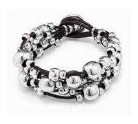 Bracciale largo di cuoio placcato argento Sterling